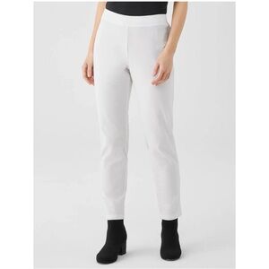 Eileen Fisher Washable Stretch Crepe Straight Ankle Pant White M